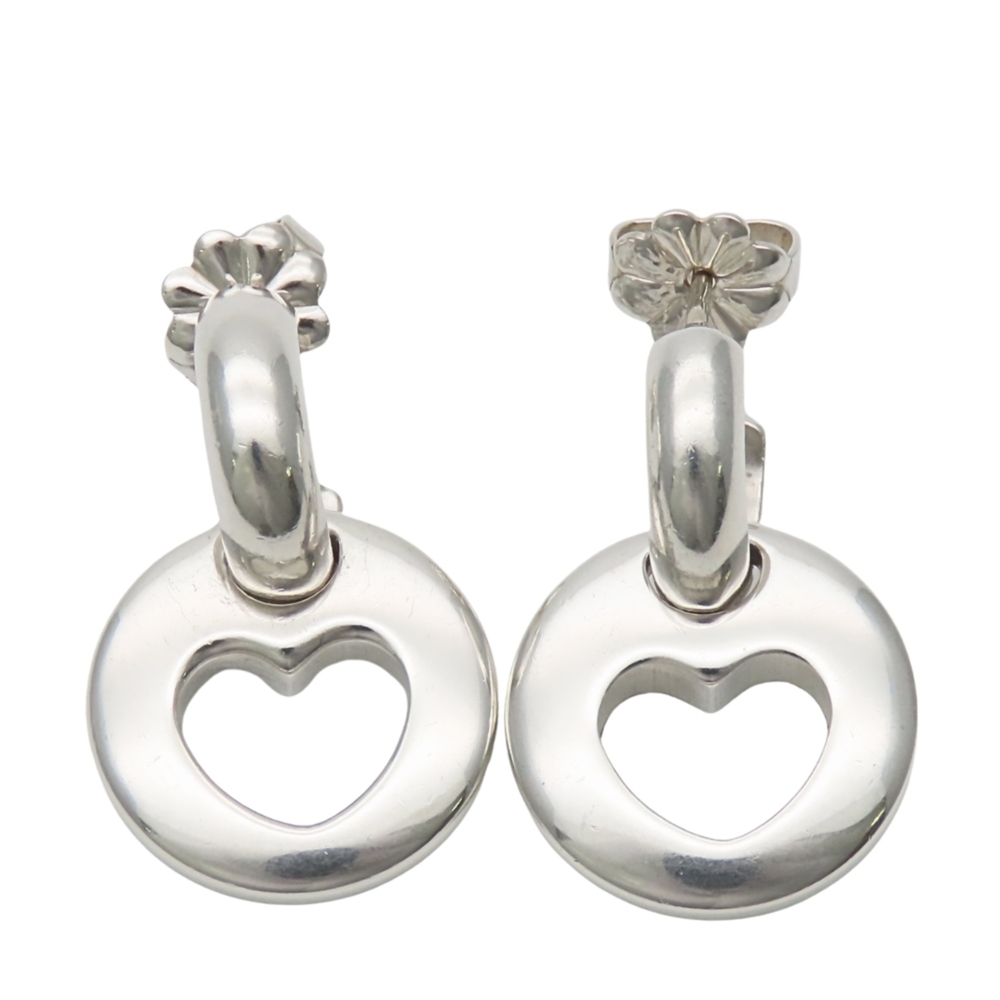 Tiffany & Co. Pierced Heart Sterling Silver 925 Open Swing Earrings for Women - Picture 2 of 10